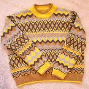 Marc New York Fair Isle Yellow and Metallic Sweater